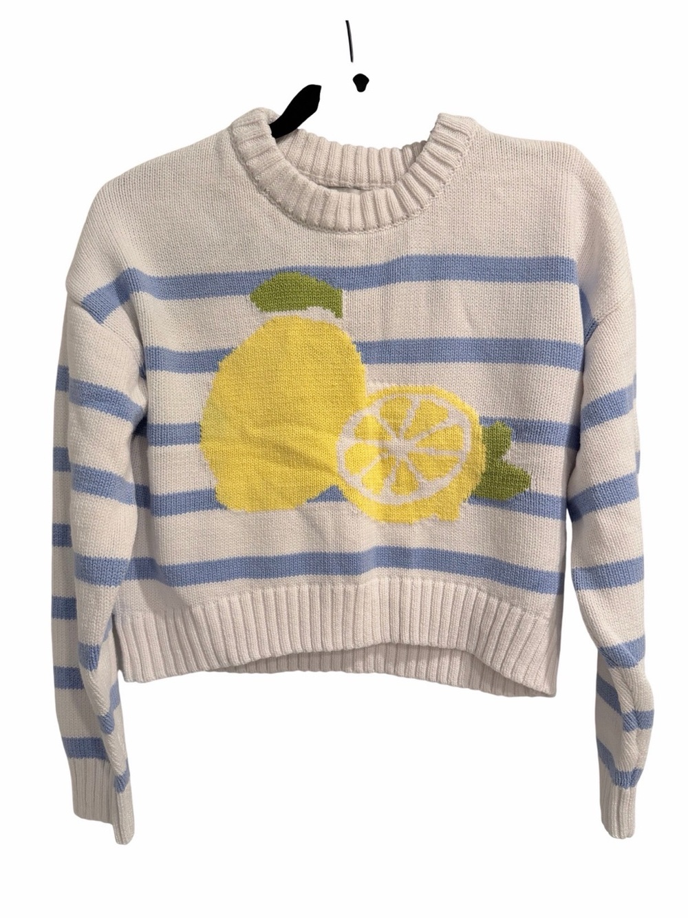 Freshman 1996 Striped Lemon Cropped Sweater